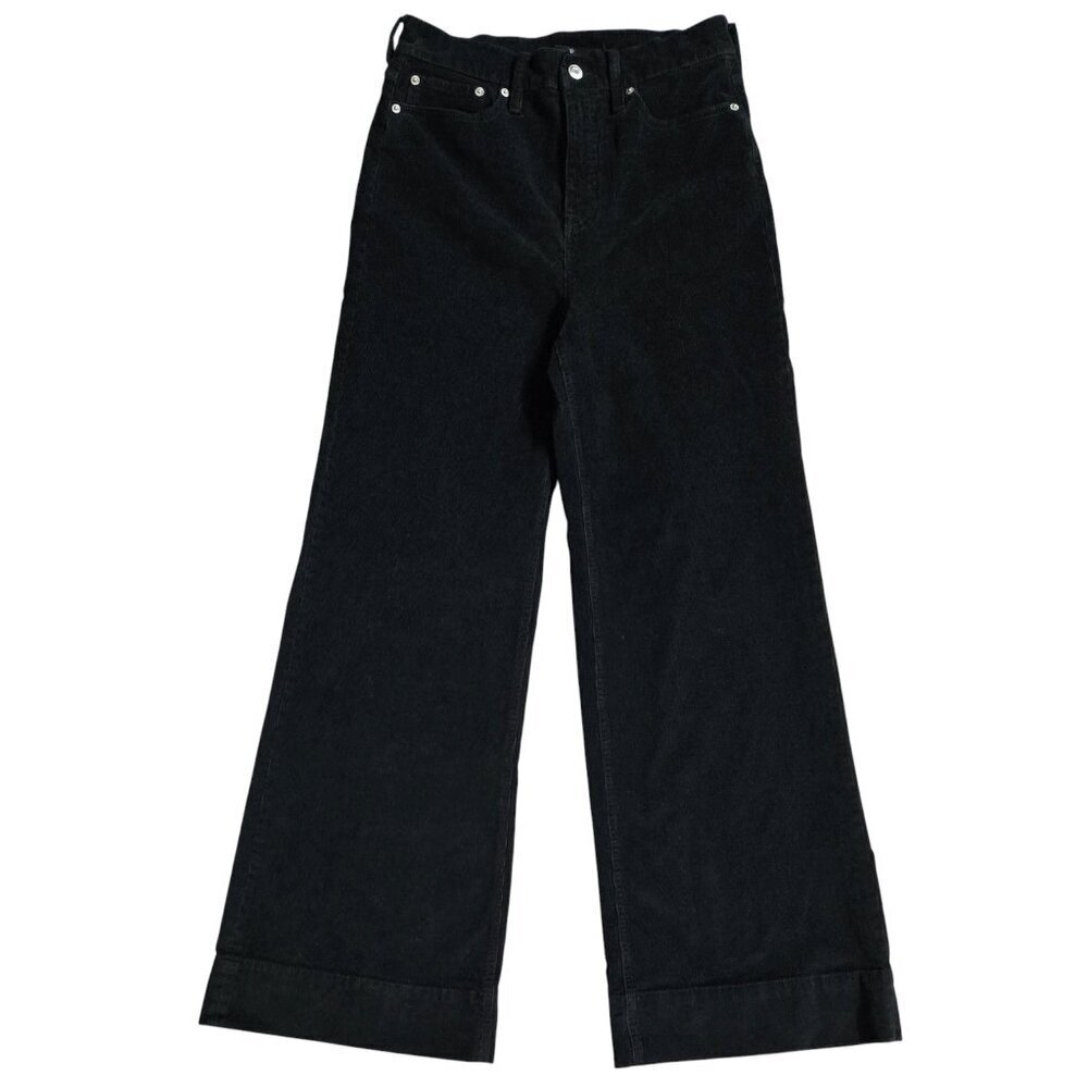 J. Crew Black Corduroy High Rise Wide Leg Pants Capsule Preppy BT922